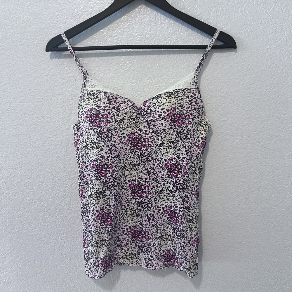 Y2K Energie Cami Tank Top Womens Medium Leopard Print Boho Coquette Layering